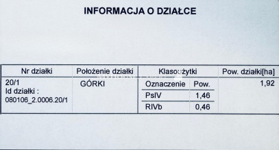 Działka Sprzedaż Górki